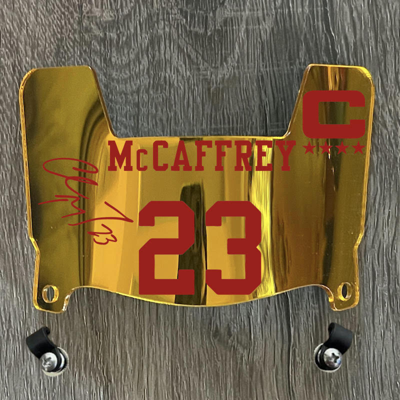 49ers football helmet visor San Francisco 49ers Christian McCaffrey Mini Football Helmet Visor Gold – SportsJewelryProShop