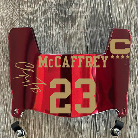 San Francisco 49ers Christian McCaffrey Mini Football Helmet Visor Shield Red Chrome Mirror w/ Clips