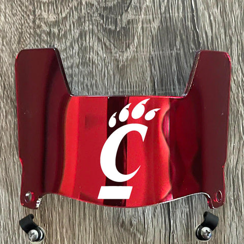 Cincinnati Bearcats Mini Football Helmet Visor Shield Red Chrome Mirror w/ Clips