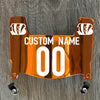 Cincinnati Bengals Custom Name & Number Mini Football Helmet Visor Shield Orange Chrome Mirror w/ Clips - WHITE