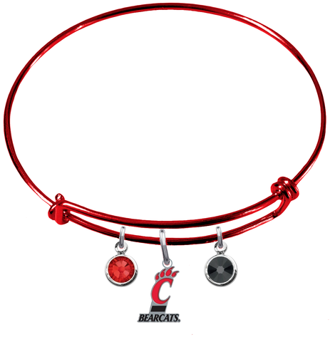 Cincinnati Bearcats RED Expandable Wire Bangle Charm Bracelet