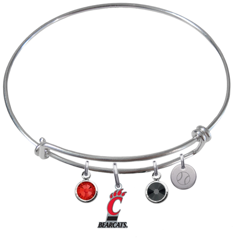 Cincinnati Bearcats Baseball Expandable Wire Bangle Charm Bracelet