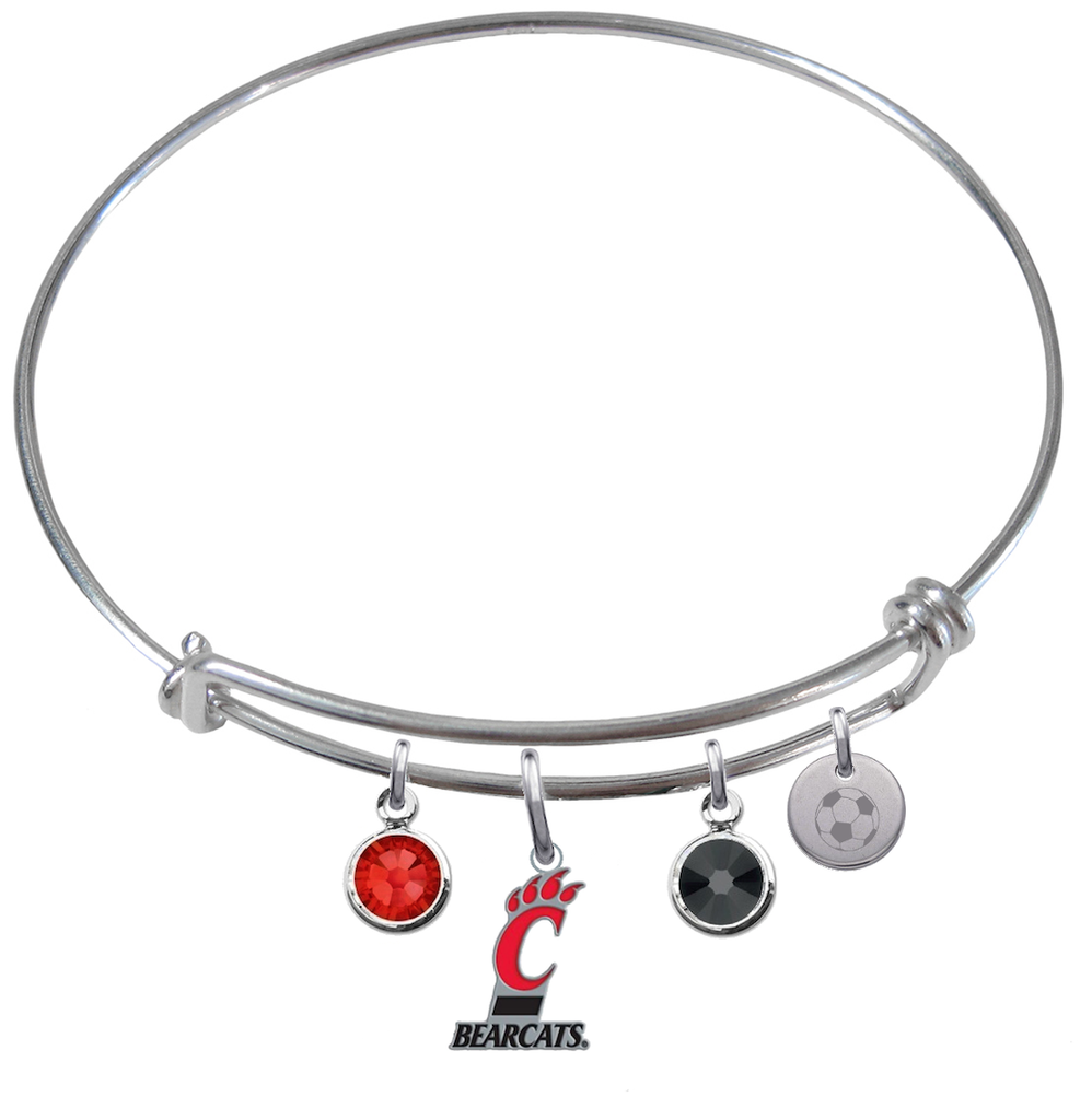 Cincinnati Bearcats Soccer Expandable Wire Bangle Charm Bracelet