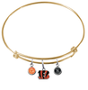 Cincinnati Bengals Gold NFL Expandable Wire Bangle Charm Bracelet