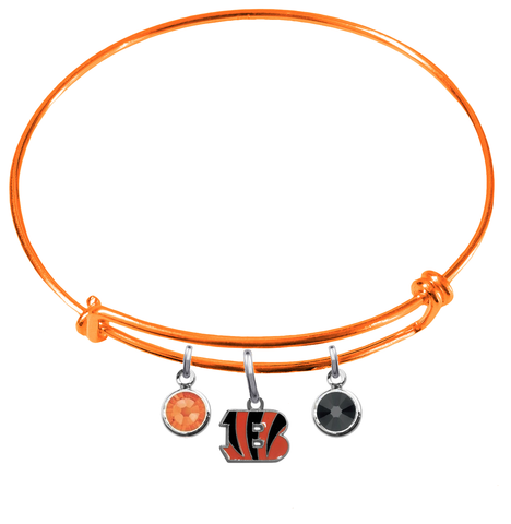 Cincinnati Bengals Orange NFL Expandable Wire Bangle Charm Bracelet