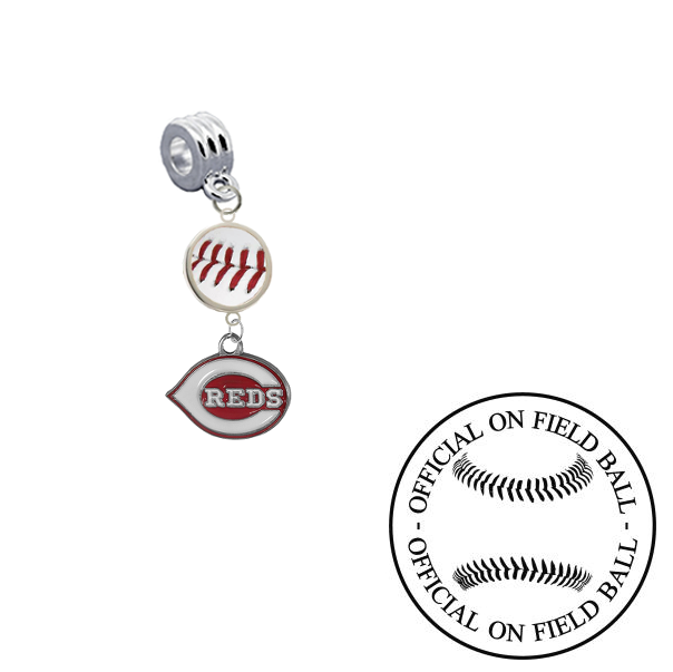 Cincinnati Reds On Field Baseball Universal European Bracelet Charm (Pandora Compatible)