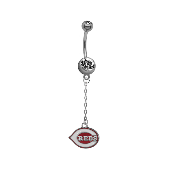 Cincinnati Reds Dangle Chain Belly Button Navel Ring