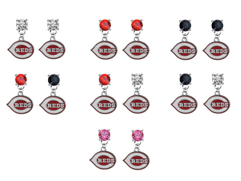 Cincinnati Reds MLB Swarovski Crystal Stud Rhinestone Earrings