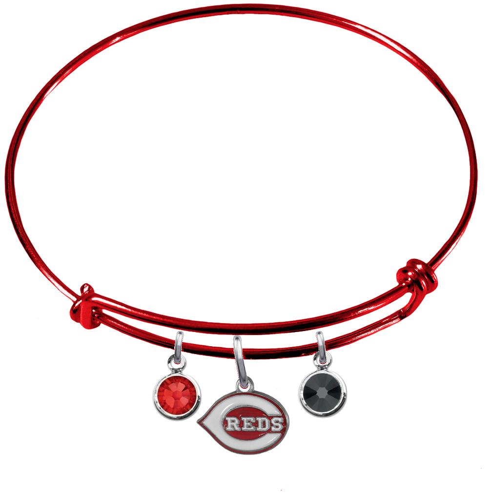 Cincinnati Reds Red MLB Expandable Wire Bangle Charm Bracelet