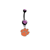 Clemson Tigers BLACK w/ PINK GEM College Belly Button Navel Ring