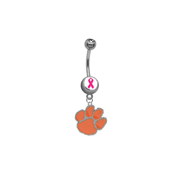 Clemson Tigers Breast Cancer Awareness Belly Button Navel Ring