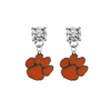 Clemson Tigers CLEAR Swarovski Crystal Stud Rhinestone Earrings