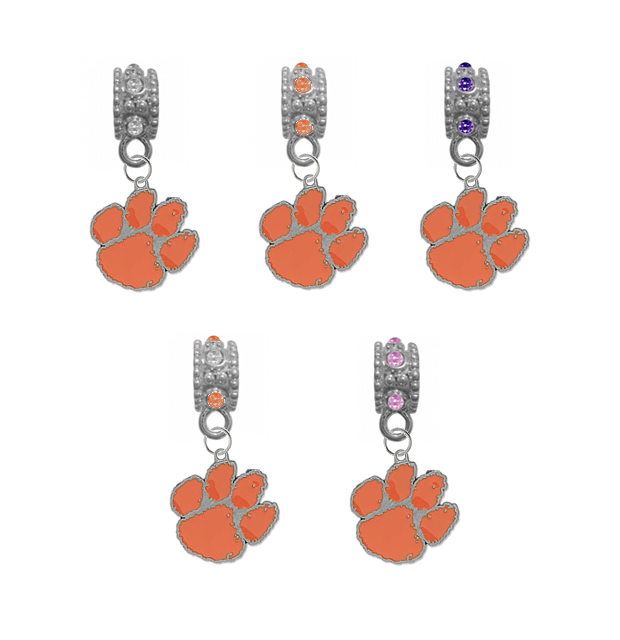 Clemson Tigers NCAA Crystal Rhinestone European Bracelet Charm