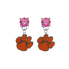 Clemson Tigers PINK Swarovski Crystal Stud Rhinestone Earrings