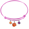 Clemson Tigers Pink Expandable Wire Bangle Charm Bracelet