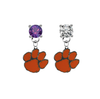 Clemson Tigers PURPLE & CLEAR Swarovski Crystal Stud Rhinestone Earrings
