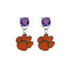 Clemson Tigers PURPLE Swarovski Crystal Stud Rhinestone Earrings