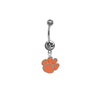 Clemson Tigers SILVER College Belly Button Navel Ring
