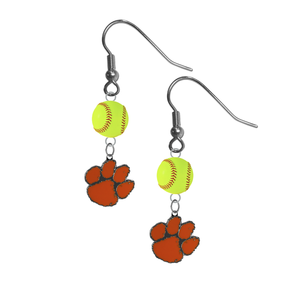 Clemson Tigers NCAA Fastpitch Softball Dangle Earrings