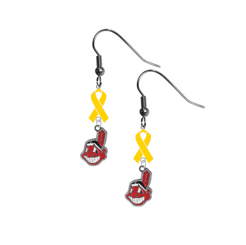 Cleveland Indians MLB Childhood Cancer Awareness Yellow Ribbon Dangle Earrings