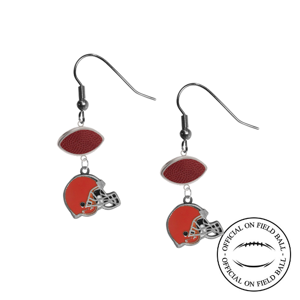 Cleveland Browns NFL Authentic Official On Field Leather Football Dangle Earrings