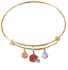 Cleveland Browns Gold NFL Expandable Wire Bangle Charm Bracelet