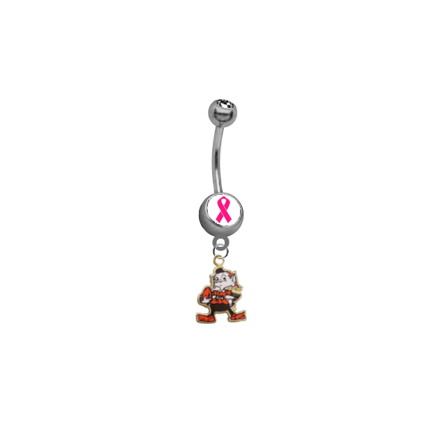 Cleveland Browns Brownie The Elf Breast Cancer Awareness NFL Football Belly Button Navel Ring