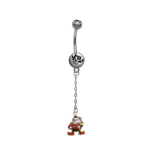 Cleveland Browns Mascot Chain NFL Football Belly Button Navel Ring