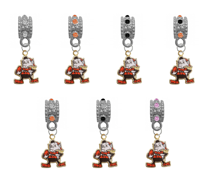 Cleveland Browns Brownie The Elf NFL Football Crystal Rhinestone Universal Bracelet Charm
