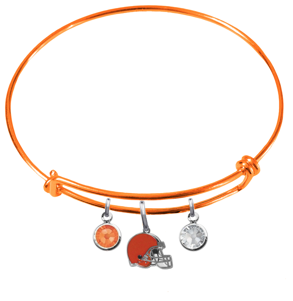 Cleveland Browns Orange NFL Expandable Wire Bangle Charm Bracelet