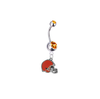 Cleveland Browns Silver Orange Swarovski Belly Button Navel Ring - Customize Gem Colors