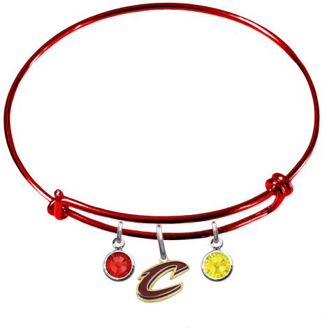 Cleveland Cavaliers Style 2 RED Color Edition Expandable Wire Bangle Charm Bracelet