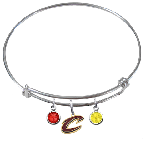 Cleveland Cavaliers Style 2 NBA Expandable Wire Bangle Charm Bracelet