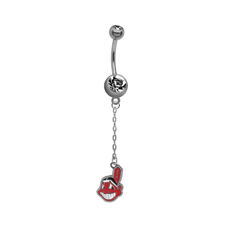 Cleveland Indians Dangle Chain Belly Button Navel Ring