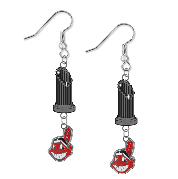 Cleveland Indians MLB World Series Trophy Dangle Earrings