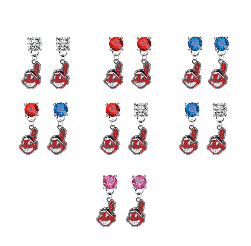 Cleveland Indians MLB Swarovski Crystal Stud Rhinestone Earrings
