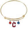 Cleveland Indians Style 2 Gold MLB Expandable Wire Bangle Charm Bracelet