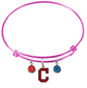 Cleveland Indians Style 2 Pink MLB Expandable Wire Bangle Charm Bracelet
