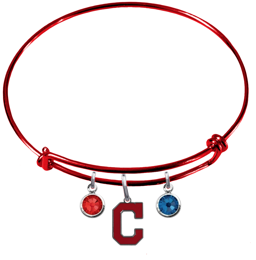 Cleveland Indians Style 2 Red MLB Expandable Wire Bangle Charm Bracelet