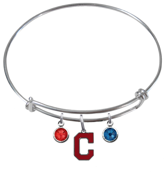 Cleveland Indians Style 2 MLB Expandable Wire Bangle Charm Bracelet