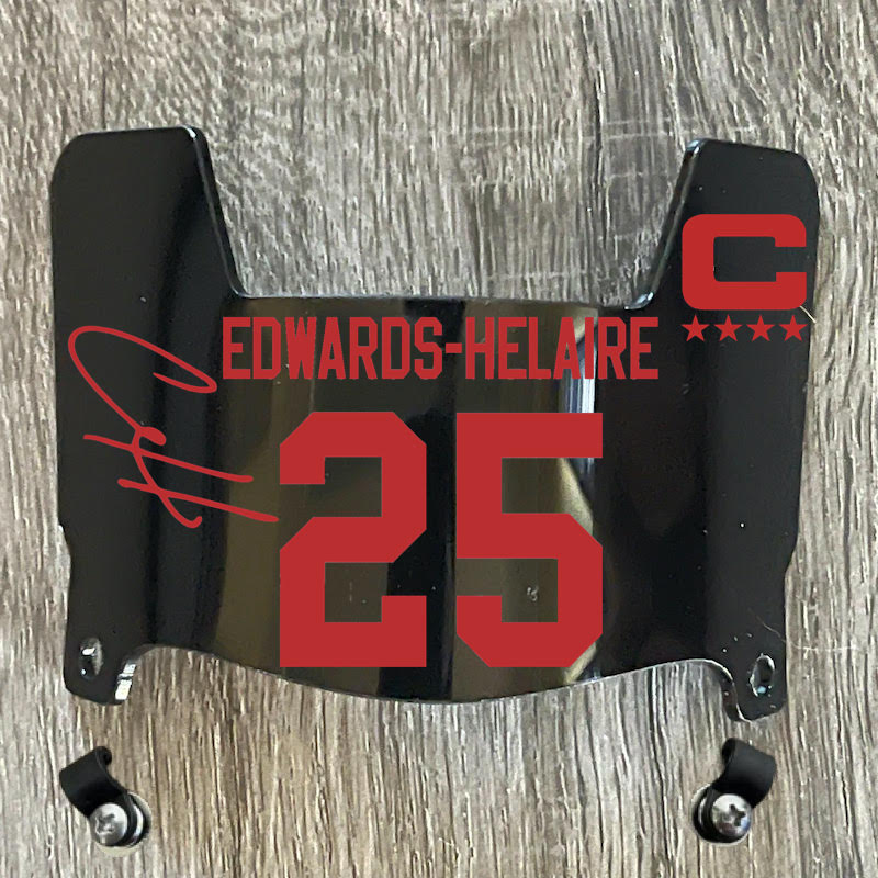 Kansas City Chiefs Clyde Edwards-Helaire Mini Football Helmet Visor Shield Black Dark Tint w/ Clips - PICK COLOR