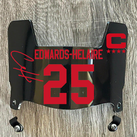 Kansas City Chiefs Clyde Edwards-Helaire Mini Football Helmet Visor Shield Black Dark Tint w/ Clips - PICK COLOR