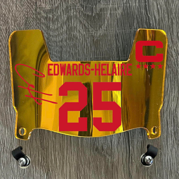 Kansas City Chiefs Clyde Edwards-Helaire Mini Football Helmet Visor Shield Gold Chrome Mirror w/ Clips - PICK COLOR