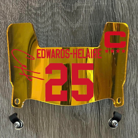 Kansas City Chiefs Clyde Edwards-Helaire Mini Football Helmet Visor Shield Gold Chrome Mirror w/ Clips - PICK COLOR