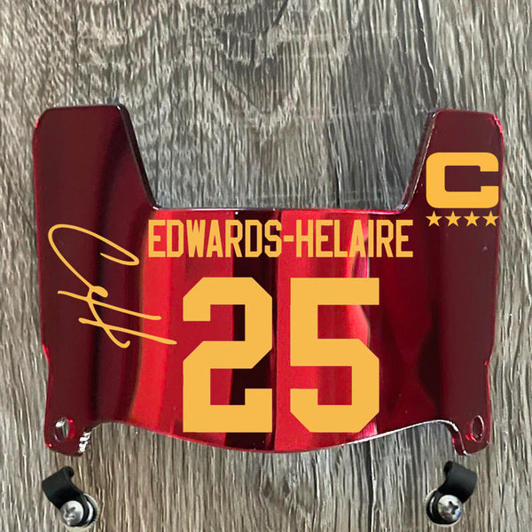 Kansas City Chiefs Clyde Edwards-Helaire Mini Football Helmet Visor Shield Red Chrome Mirror w/ Clips - PICK COLOR