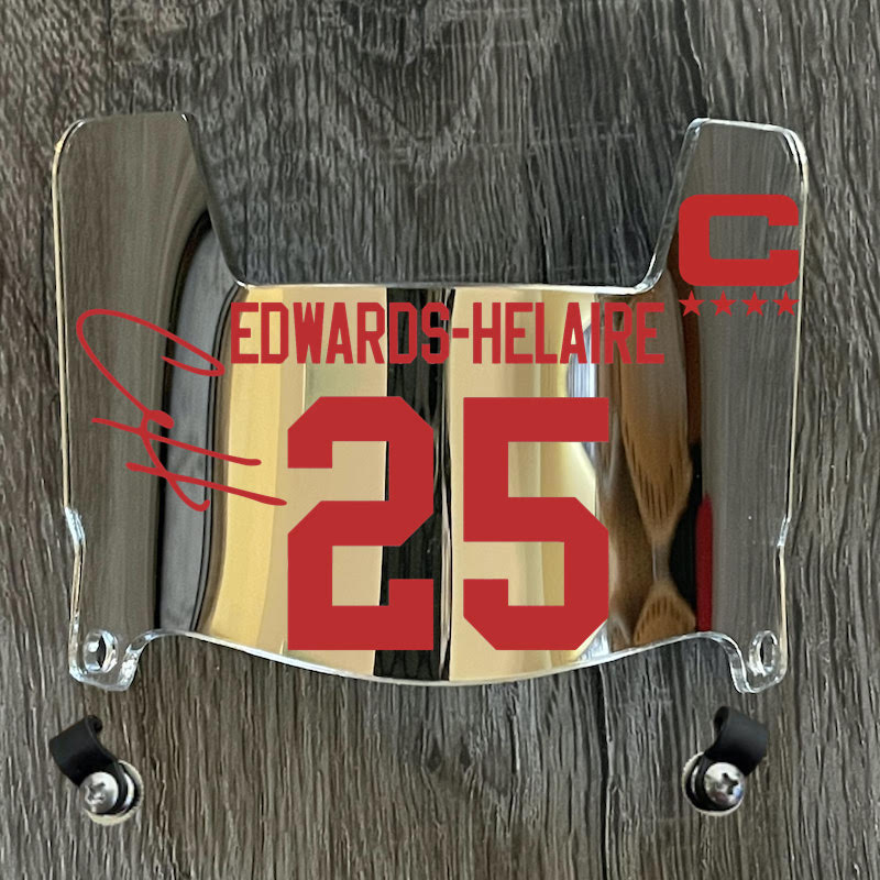 Kansas City Chiefs Clyde Edwards-Helaire Mini Football Helmet Visor Shield Silver Chrome Mirror w/ Clips - PICK COLOR