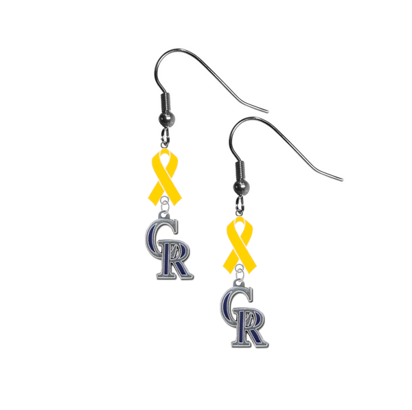 Colorado Rockies MLB Childhood Cancer Awareness Yellow Ribbon Dangle Earrings