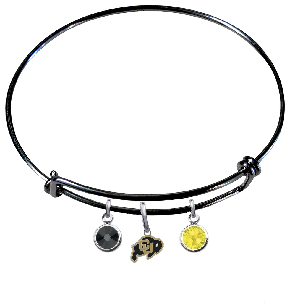 Colorado Buffaloes Black Expandable Wire Bangle Charm Bracelet