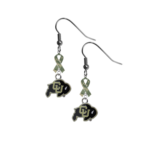 Colorado Buffaloes Salute to Service Camouflage Camo Ribbon Dangle Earrings