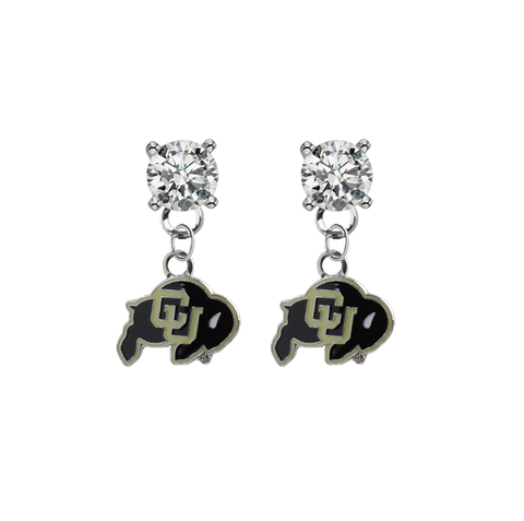 Colorado Buffaloes CLEAR Swarovski Crystal Stud Rhinestone Earrings